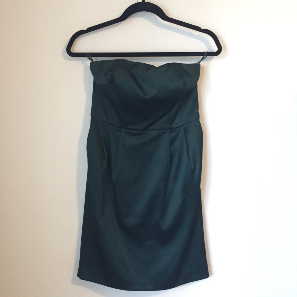 Express Strapless Dark Green Dress